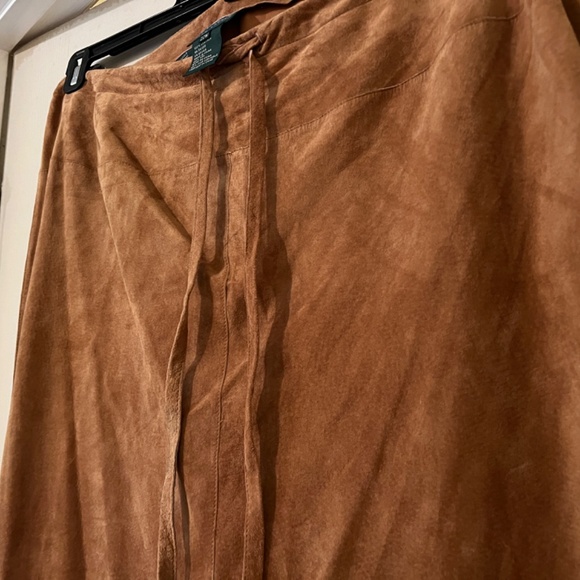 RALPH LAUREN SUEDE 22W MIDI SKIRT MAX WAIST 42 INCHES CAMEL TAN - Picture 2 of 14